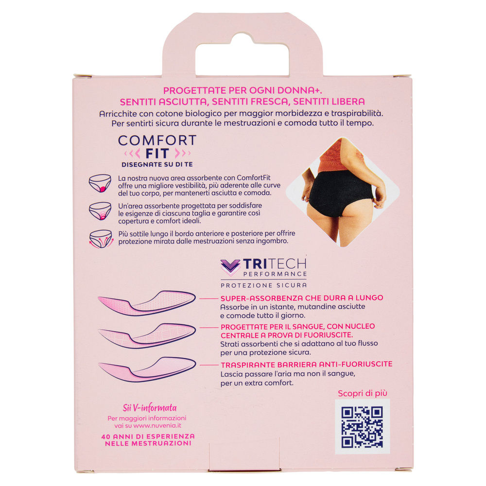 MUTANDINE MESTRUALI NUVENIA INTIMA WEAR HIPSTER NERE TG.S PZ.1 - 1