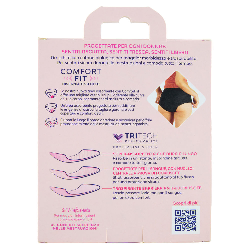 MUTANDINE MESTRUALI NUVENIA INTIMA WEAR HIPSTER NERE TG.L PZ.1 - 1