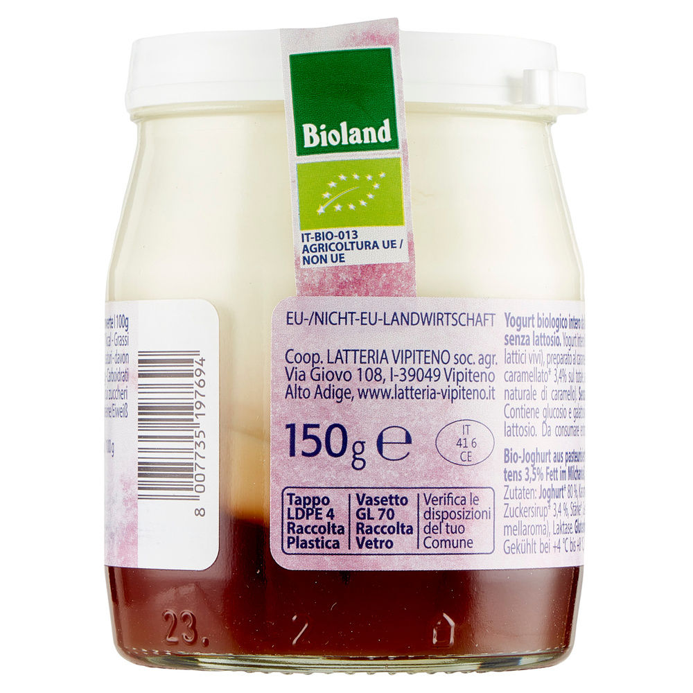 YOGURT BIO INT DA LATTE FIENO STG SENZA LATTOSIO CARAMELLO VIPITENO G 150 - 1