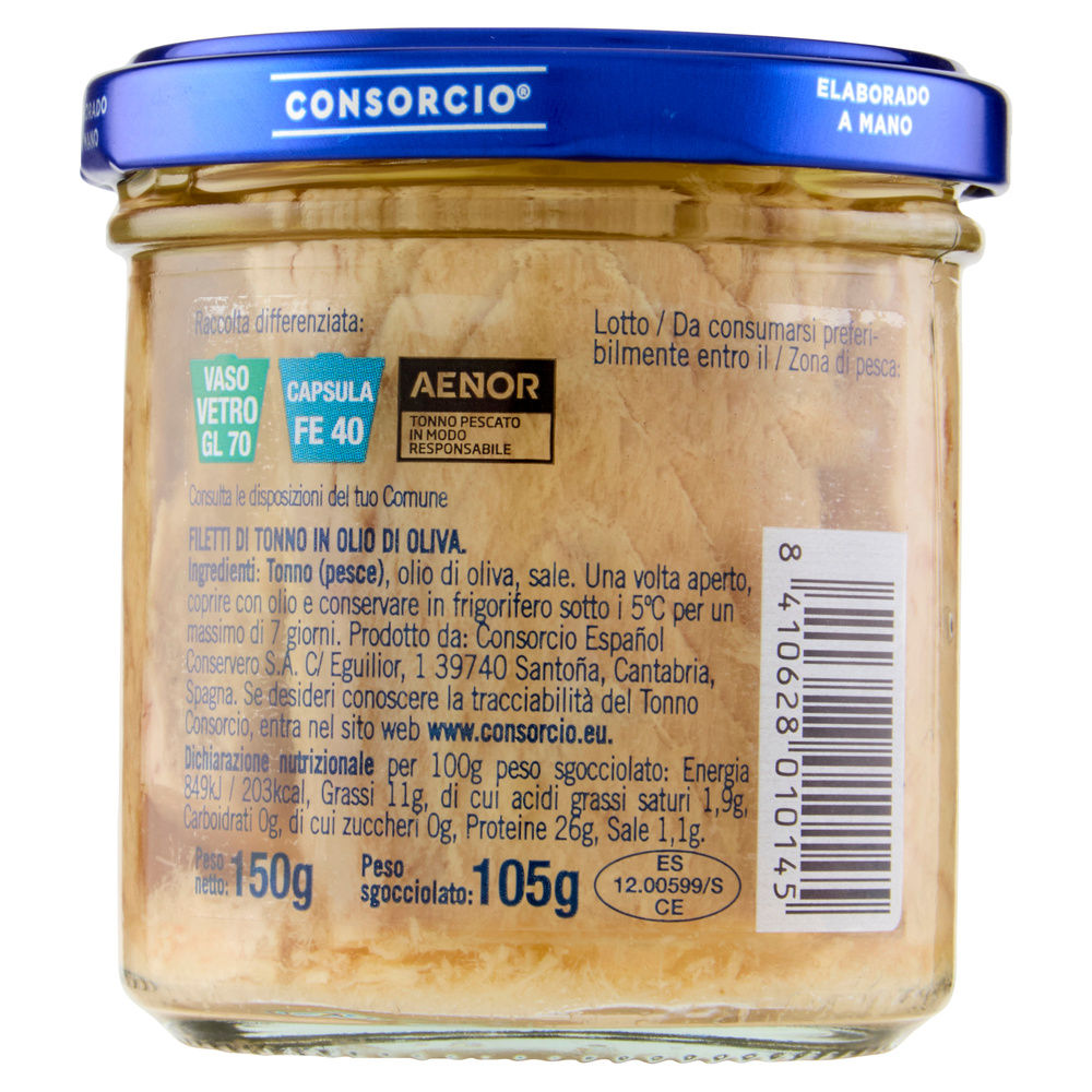 FILETTI DI TONNO IN OLIO OLIVA CONSORCIO VASO VETRO G 150 - 1