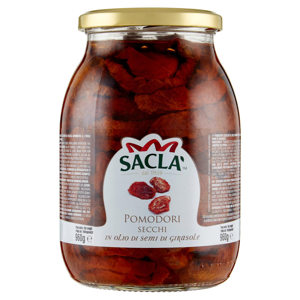 POMODORI SECCHI IN OLIO DI SEMI DI GIRASOLE SACLA' VASO VETRO G 960 - 0