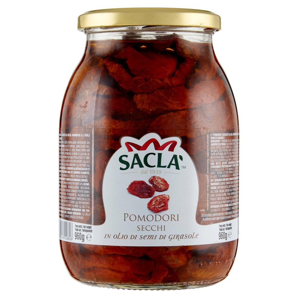 POMODORI SECCHI IN OLIO DI SEMI DI GIRASOLE SACLA' VASO VETRO G 960 - 4