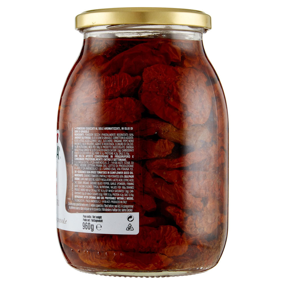 POMODORI SECCHI IN OLIO DI SEMI DI GIRASOLE SACLA' VASO VETRO G 960 - 5