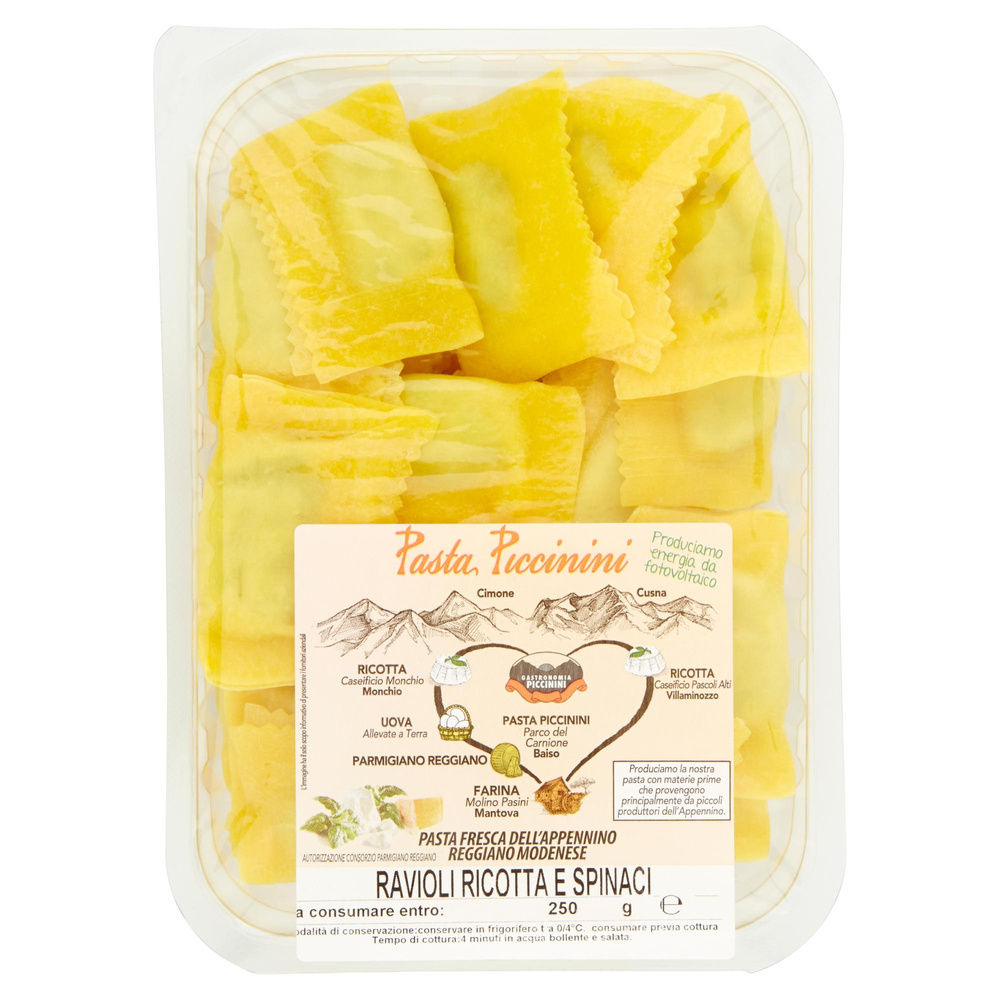 Ravioli ricotta e spinaci appennino regg. modenese gastronomia piccinini g 250