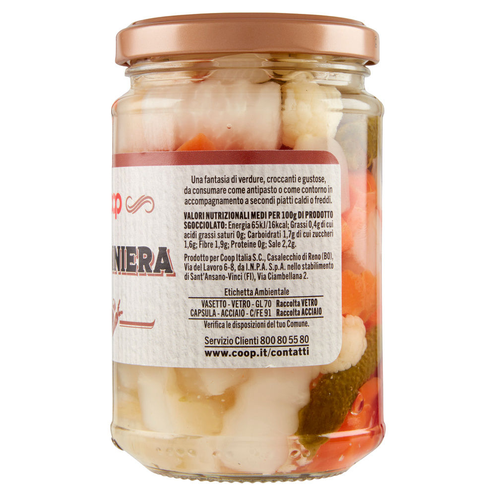 GIARDINIERA IN ACETO DI VINO VASO VETRO COOP G 290 SGOCC G 180 - 3