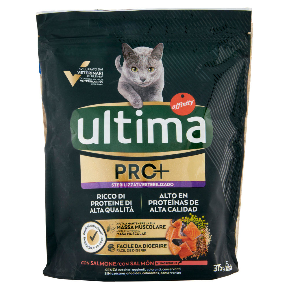 SECCO GATTO CROCCANTINI ULTIMA CAT PRO+ STERILIZED SALMONE BUSTA G 375 - 6