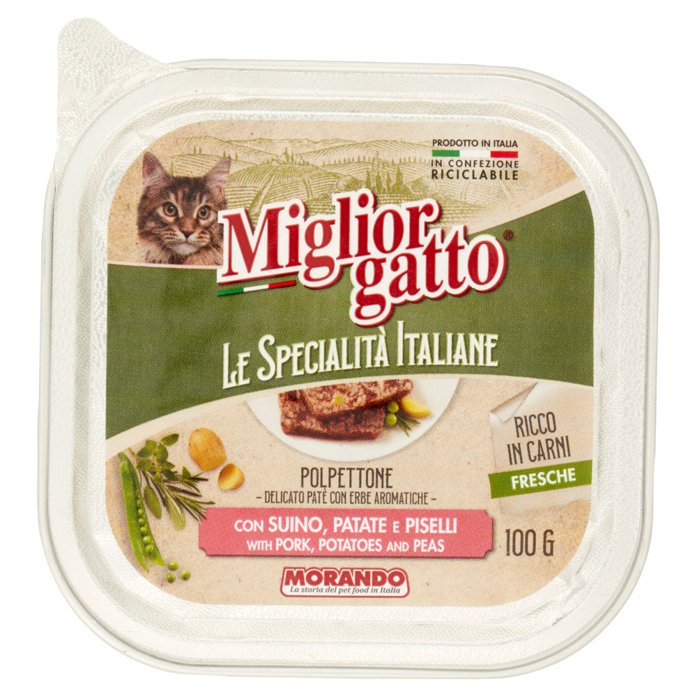 PATE' GATTO MIGLIORGATTO SP.ITALIANE SUINO PATATE PISELLI VASCHETTA G 100 - 6