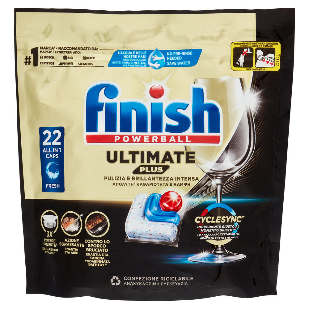 DETERSIVO LAVASTOVIGLIE FINISH POWERBALL ULTIMATE PLUS REGULAR 22TABS G 268,4 - 7