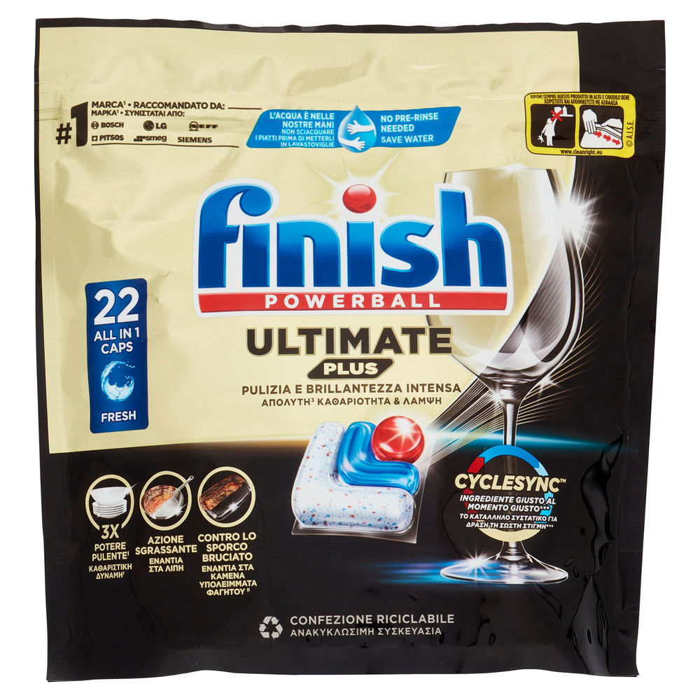 DETERSIVO LAVASTOVIGLIE FINISH POWERBALL ULTIMATE PLUS REGULAR 22TABS G 268,4 - 6