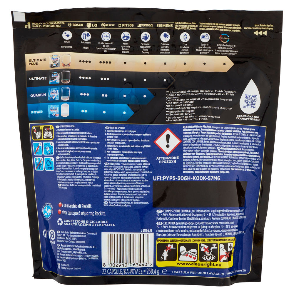 DETERSIVO LAVASTOVIGLIE FINISH POWERBALL ULTIMATE PLUS REGULAR 22TABS G 268,4 - 4