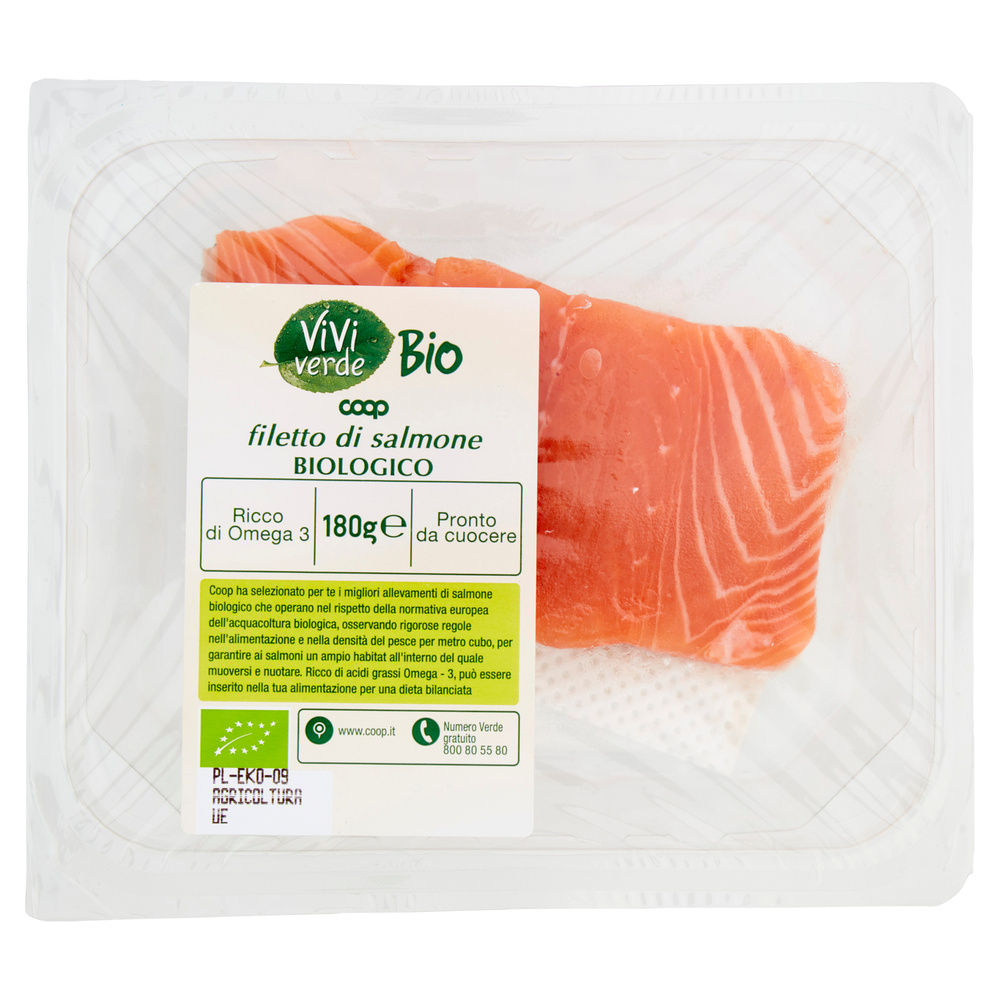 FILETTO DI SALMONE ALLEVATO BIOLOGICO VIVI VERDE COOP PF 180 G ATP - 7