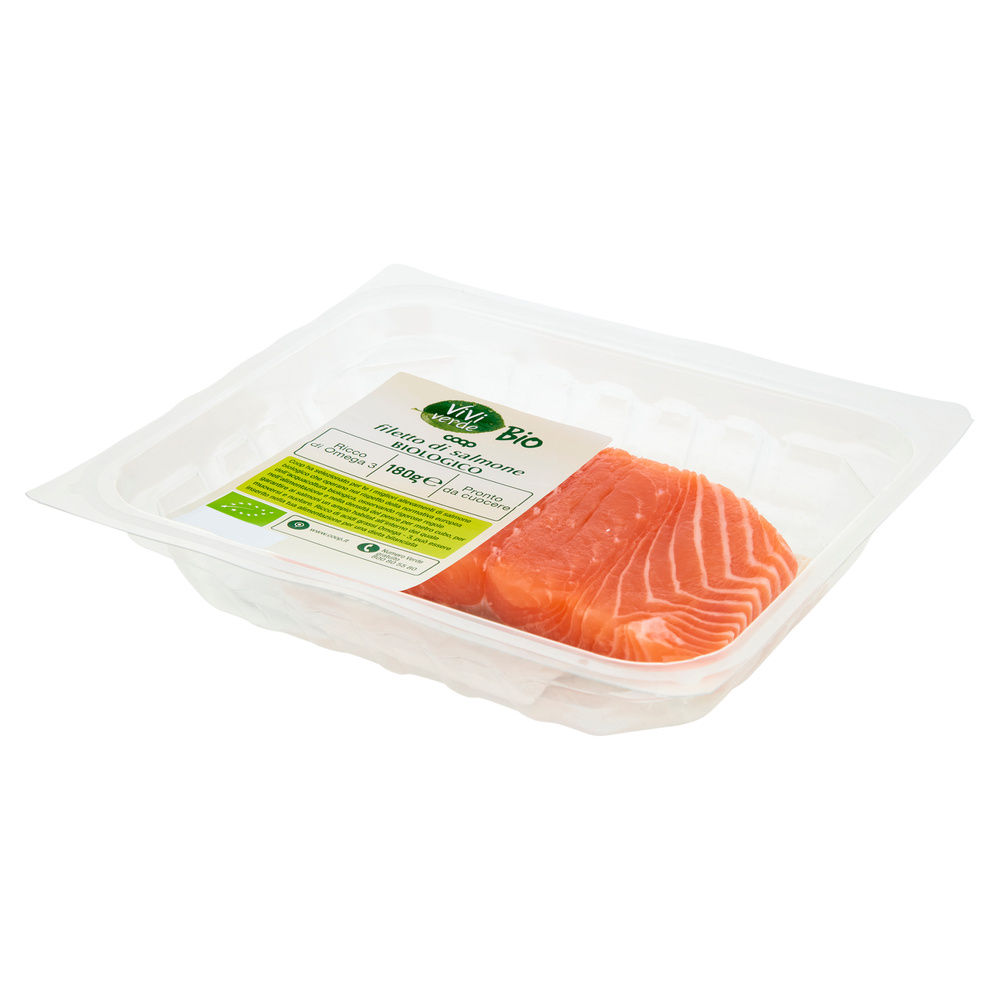 FILETTO DI SALMONE ALLEVATO BIOLOGICO VIVI VERDE COOP PF 180 G ATP - 1