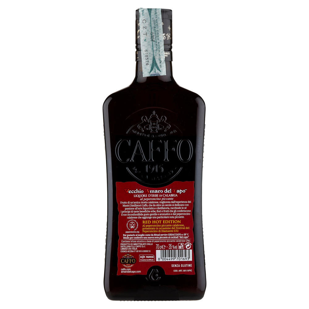 VECCHIO AMARO DEL CAPO RED HOT EDIT PEPERONCINO PICCANTE CALABRESE 35GRADI ML700 - 1