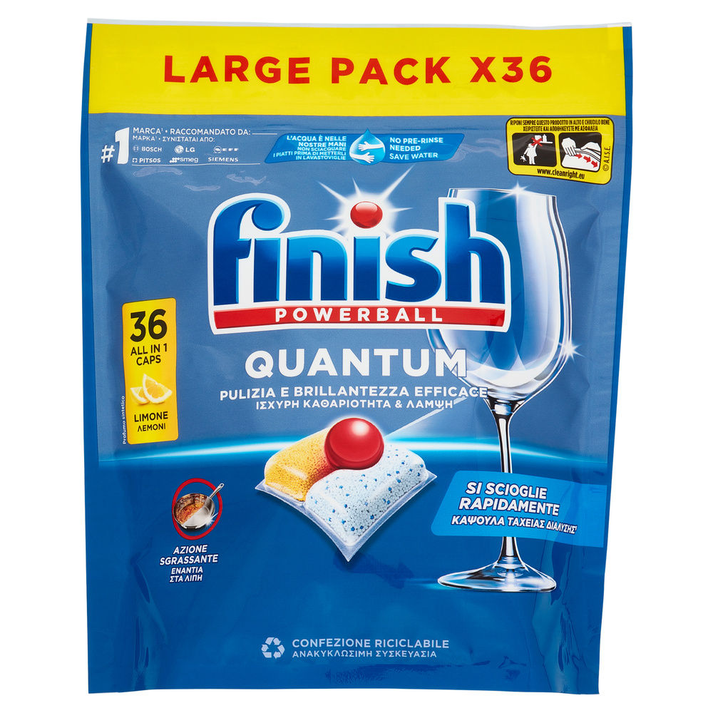 DETERSIVO LAVASTOVIGLIE FINISH TABS QUANTUM LEMON 36LAV G 374,4 - 0