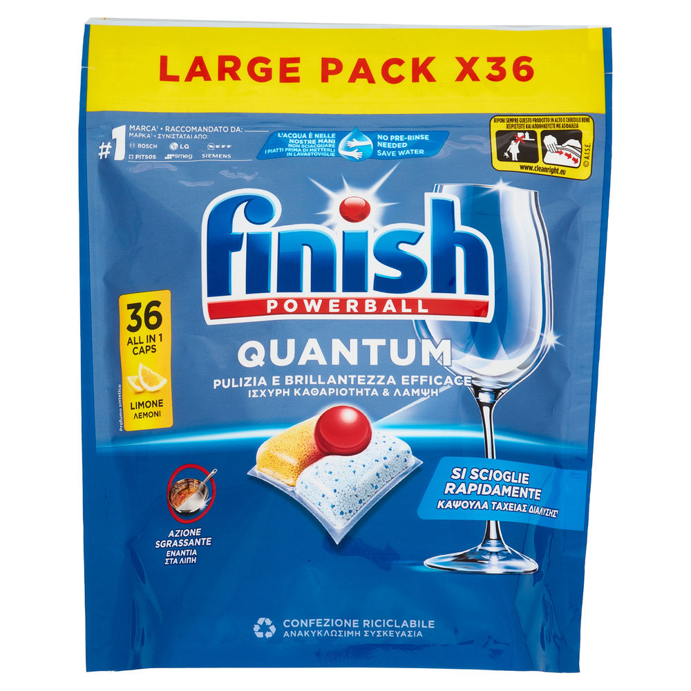 DETERSIVO LAVASTOVIGLIE FINISH TABS QUANTUM LEMON 36LAV G 374,4 - 6