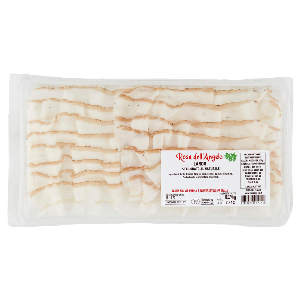 LARDO STAGIONATO A FETTE "ROSA DELL' ANGELO" VASCHETTA GR 100 CA - 3