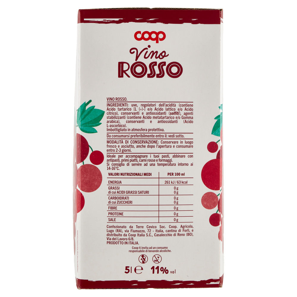 VINO ROSSO DA TAVOLA COOP BAG IN BOX  L 5 - 8