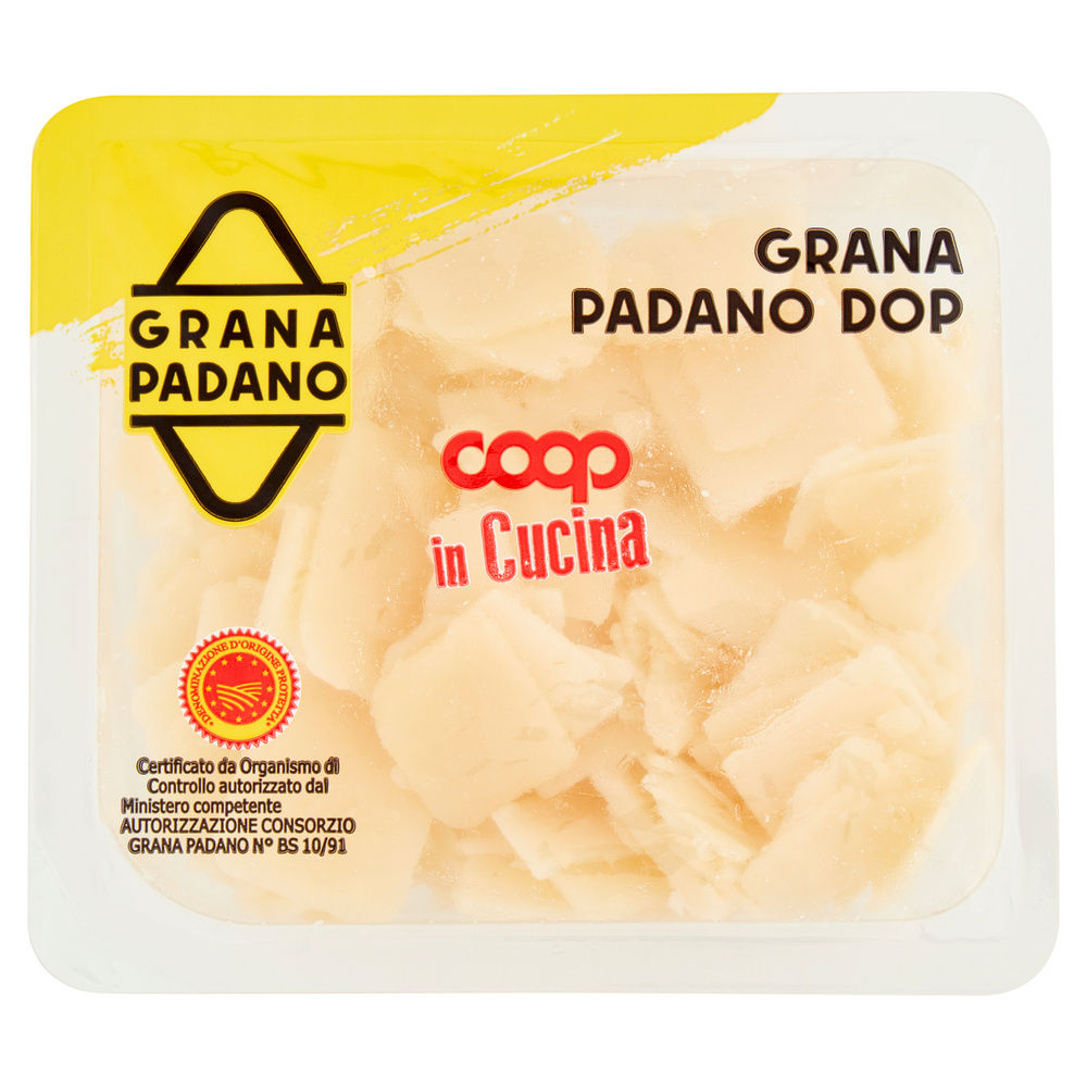 Scaglie di grana padano dop stagionatura minima 10 mesi in cucina coop g 100