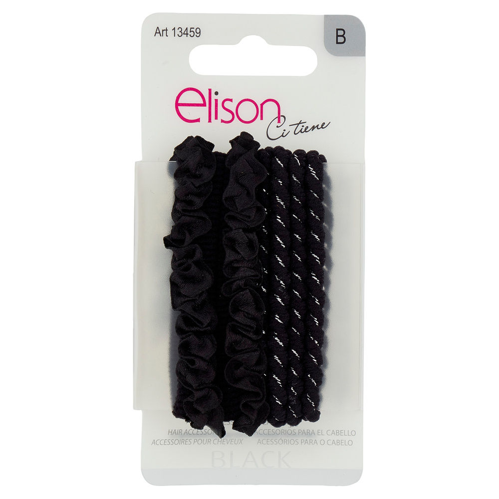 ELASTICI PER CAPELLI ELISON FANTASY BLACK PZ.6 - 2