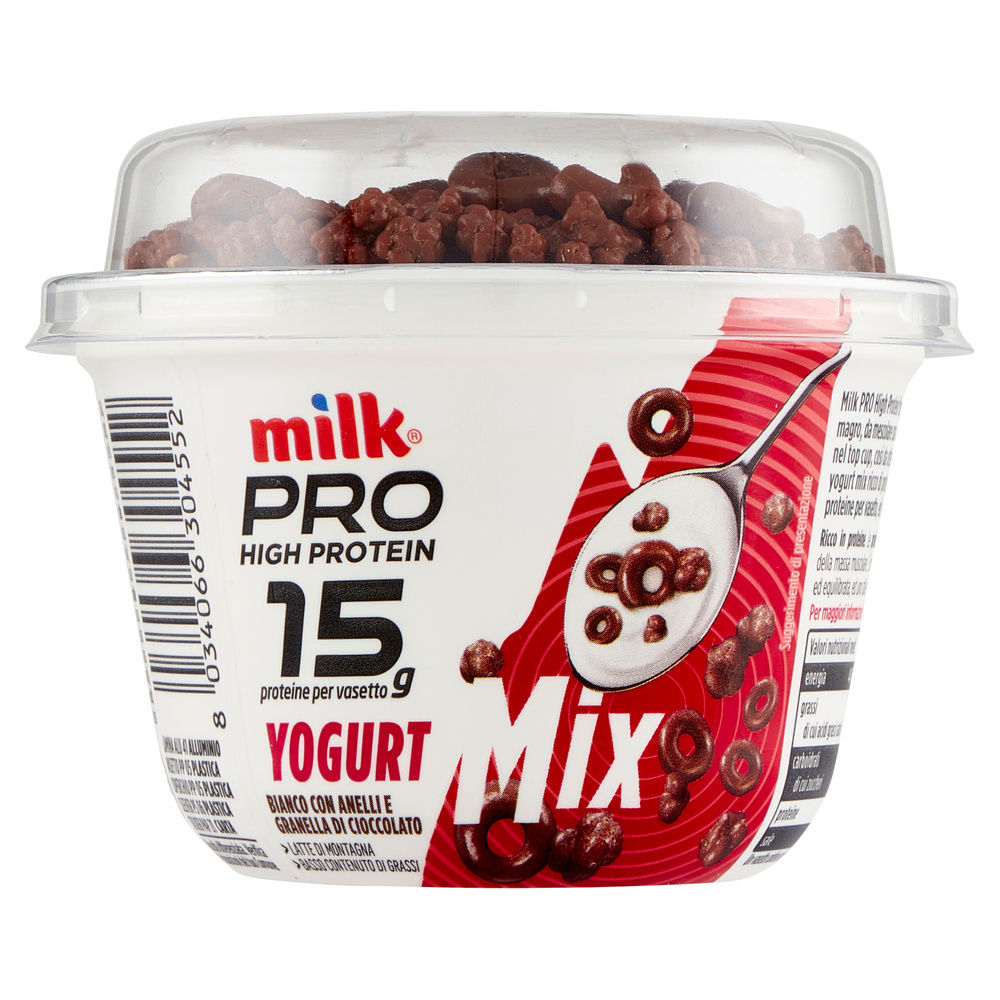 YOGURT MIX BIANCO CON ANELLI E GRANELLA CIOCCO MILK PRO G 180 - 1