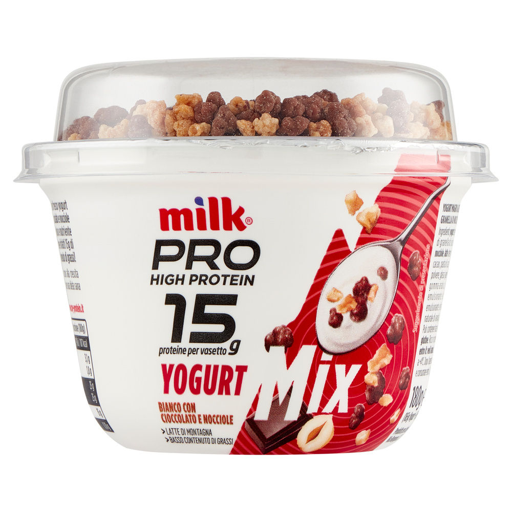 YOGURT MIX BIANCO CON CIOCCOLATO E NOCCIOLE MILK PRO G 180 - 0
