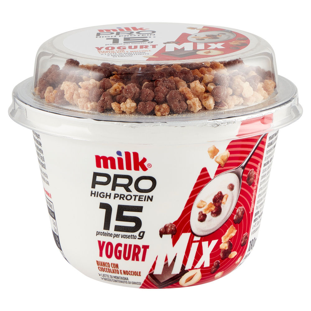 YOGURT MIX BIANCO CON CIOCCOLATO E NOCCIOLE MILK PRO G 180 - 2