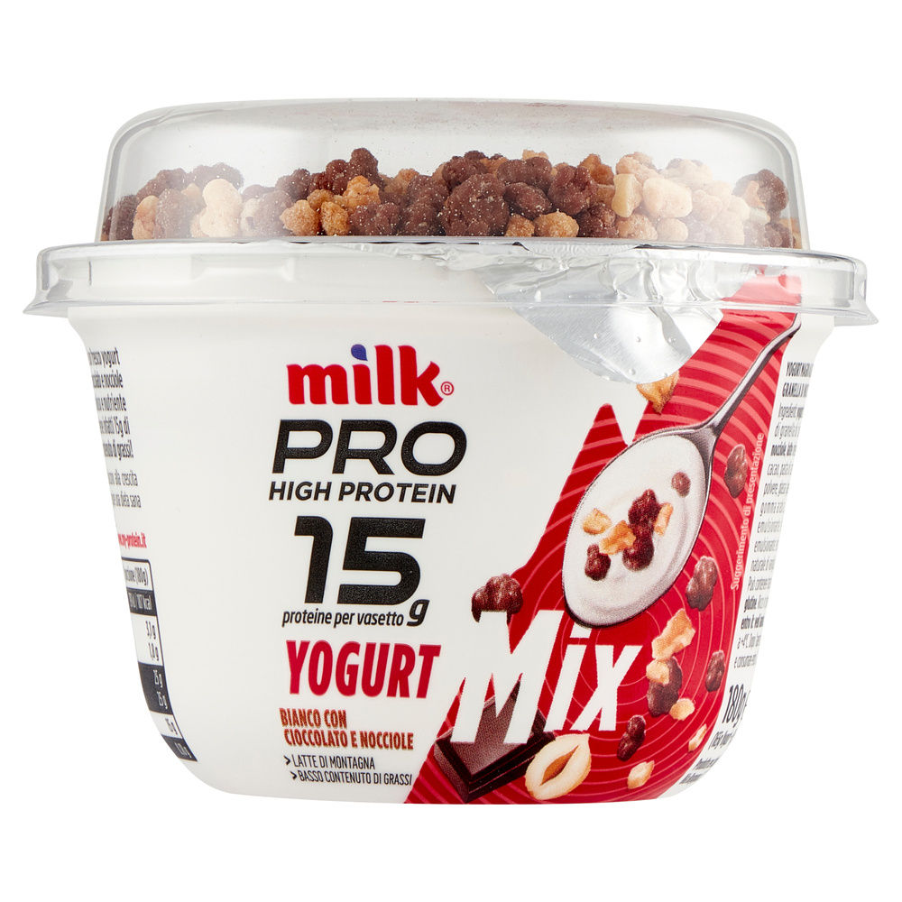 YOGURT MIX BIANCO CON CIOCCOLATO E NOCCIOLE MILK PRO G 180 - 7