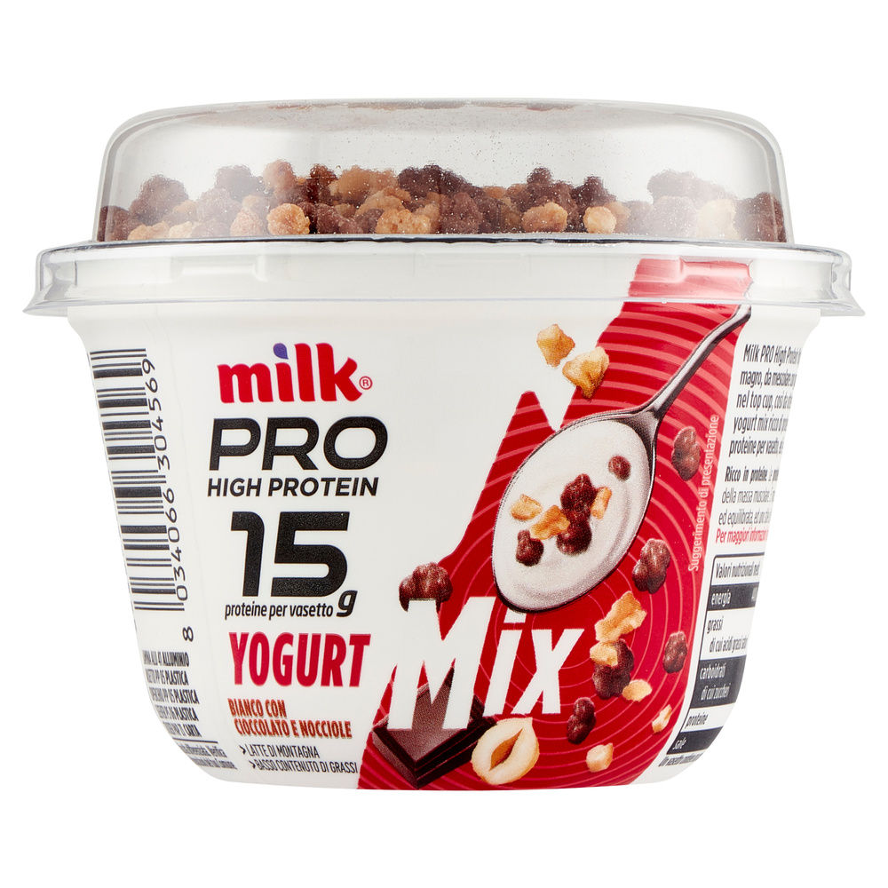 YOGURT MIX BIANCO CON CIOCCOLATO E NOCCIOLE MILK PRO G 180 - 1