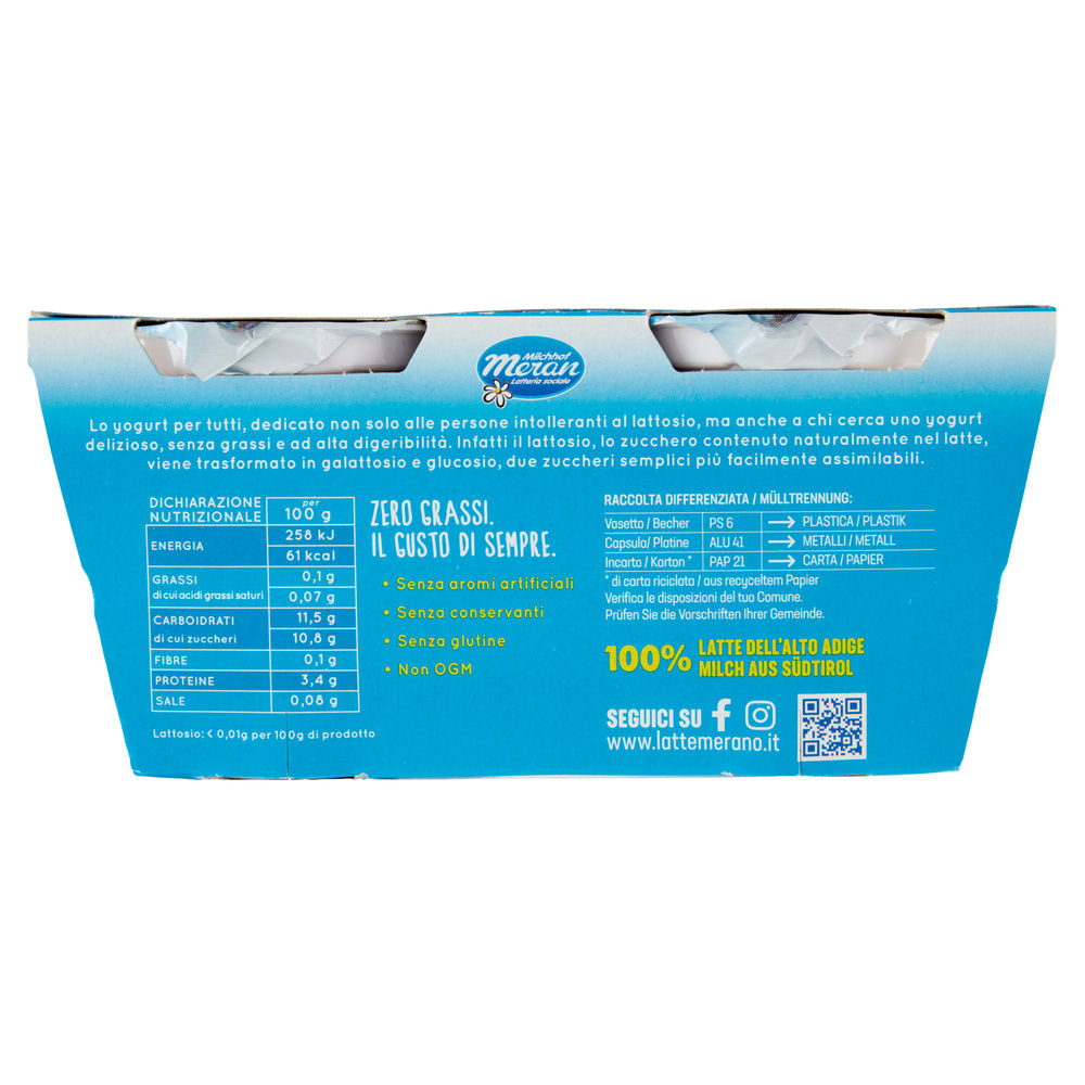 YOGURT MORE E MIRTILLI BELLA VITA FREE SENZA LATTOSIO E ZERO GRASSI 2X125G - 1