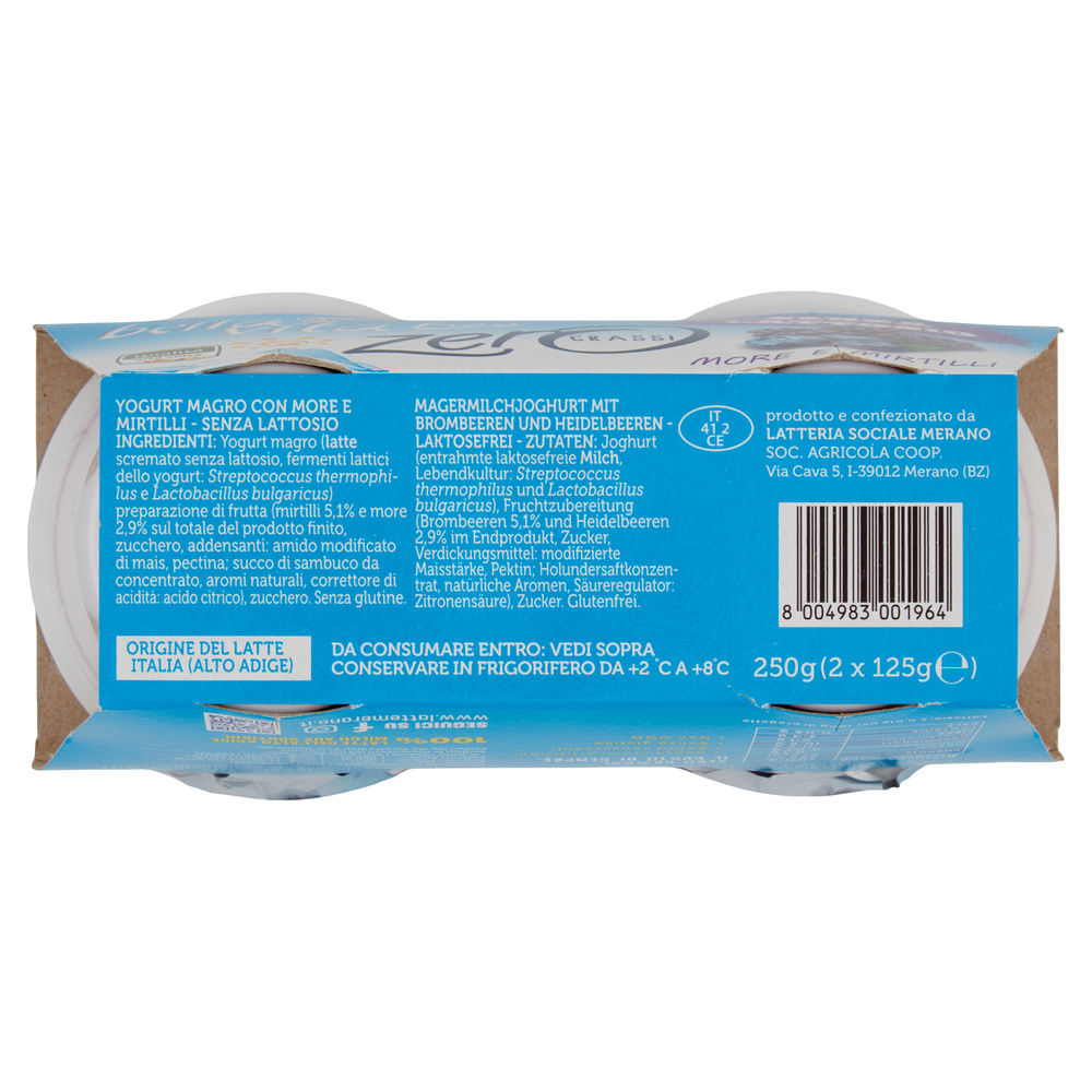 YOGURT MORE E MIRTILLI BELLA VITA FREE SENZA LATTOSIO E ZERO GRASSI 2X125G - 7