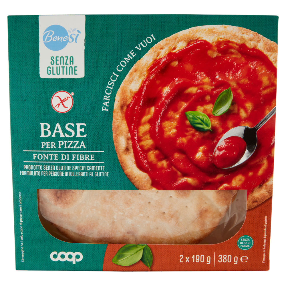 BASE PIZZA SENZA GLUTINE BENE SI' COOP G 380 G 2X190 - 2