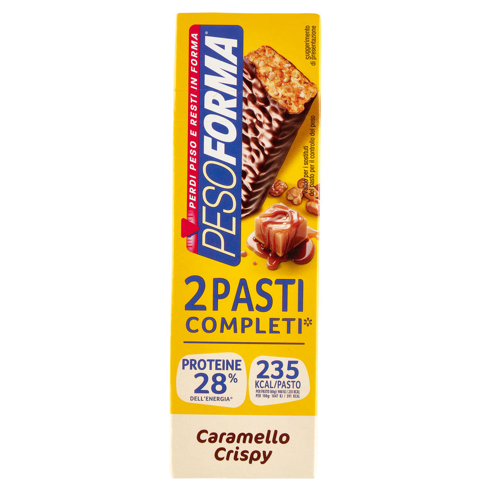 Barrette 2 pasti caramello crispy pesoforma g 120