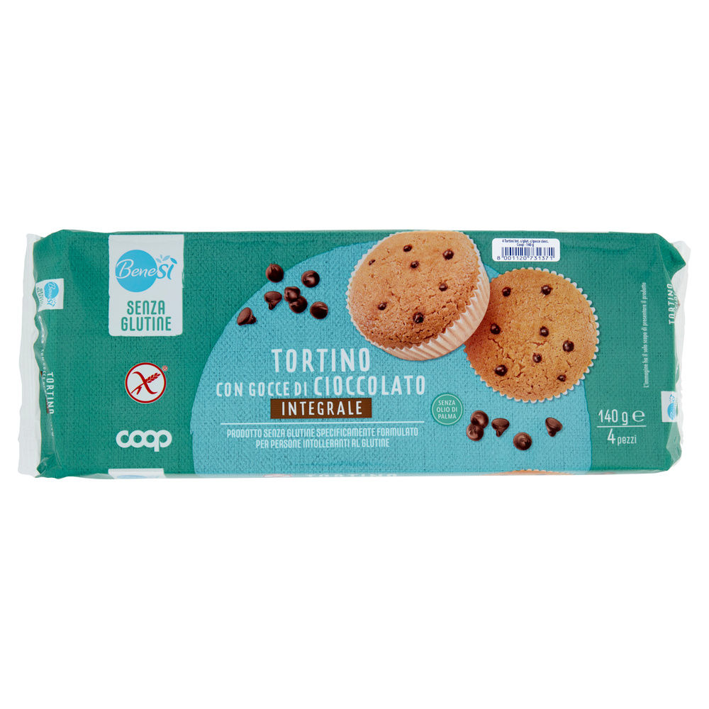 TORTINO SENZA GLUTINE INTEGRALE CON GOCCE CIOCCOLATO BENESÌ COOP (G4X35) G 140 - 2