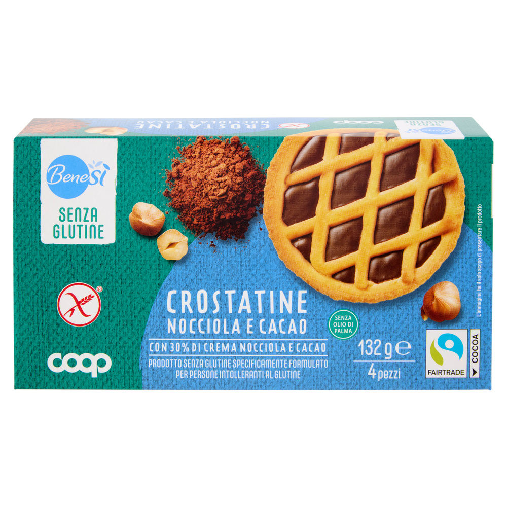 CROSTATINE SENZA GLUTINE NOCCIOLA E CACAO BENE SI' COOP G 132 (G4 X 33) - 2