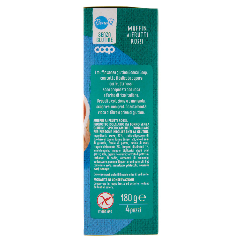 MUFFIN SENZA GLUTINE AI FRUTTI DI BOSCO  BENE SI' COOPG 4X45 G 180 - 5