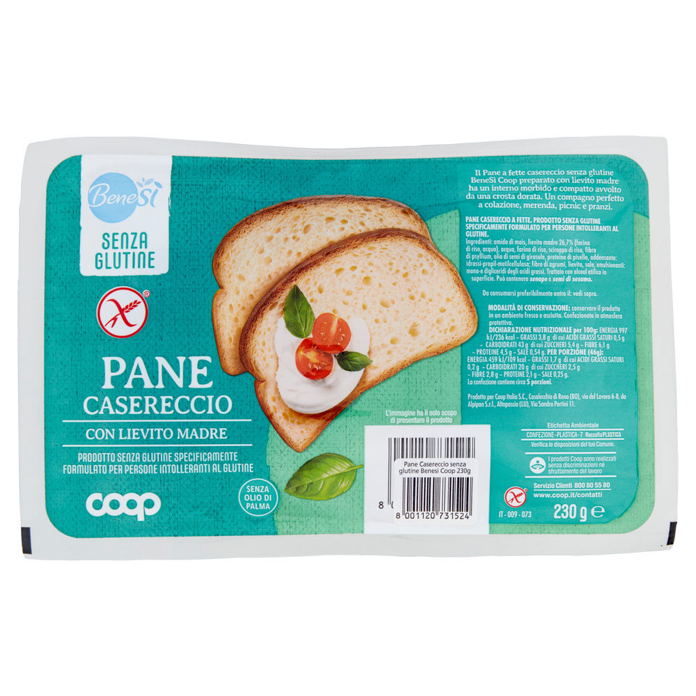 PANE CASERECCIO SENZA GLUTINE BENE SI' COOPG 230 - 2
