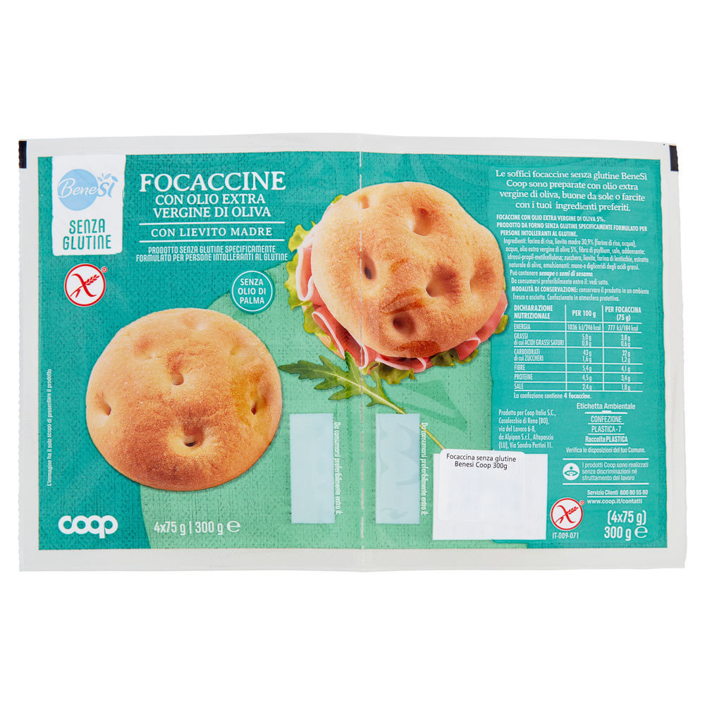 FOCACCINE SENZA GLUTINE BENE SI' COOP G 300 (G4 X 75 ) - 0