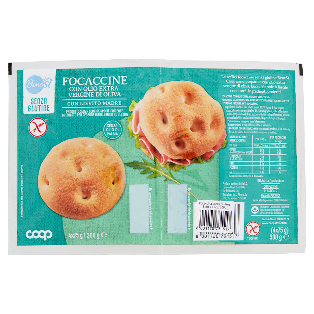 FOCACCINE SENZA GLUTINE BENE SI' COOP G 300 (G4 X 75 ) - 2