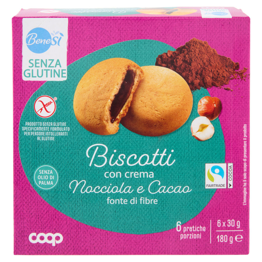 BISCOTTO RIPIENO CACAO SENZA GLUTINE  BENE SI' COOP G180 6 CONFEZIONI CON G2X15 - 2