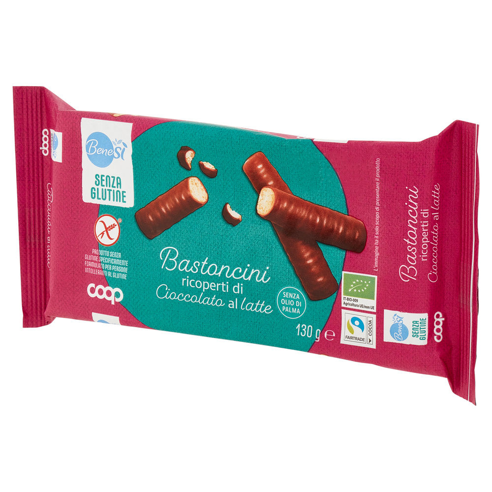 BASTONCINI RICOPERTI DI CIOCCOLATO A LATTE SENZA GLUTINE BIO BENE SI' COOP  G130 - 8