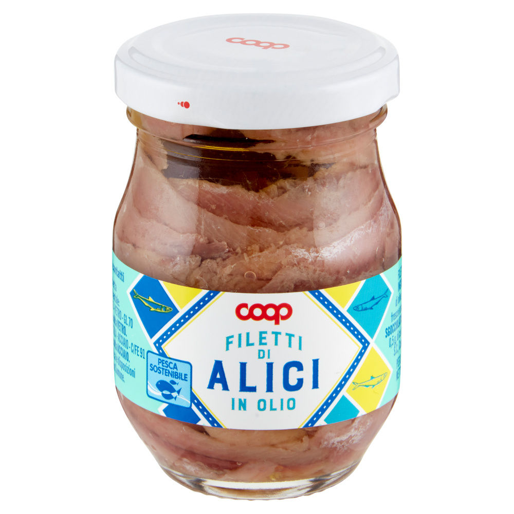 FILETTI DI ALICI COOP DISTESE OLIO BLEND EVO + GIRASOLE VASO VETRO G.90 - 7