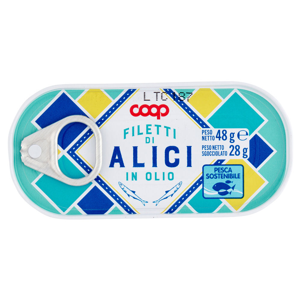 FILETTI DI ALICI COOP DISTESE OLIO BLEND EVO + GIRASOLE SCATOLA AP.STR. G.48 - 0