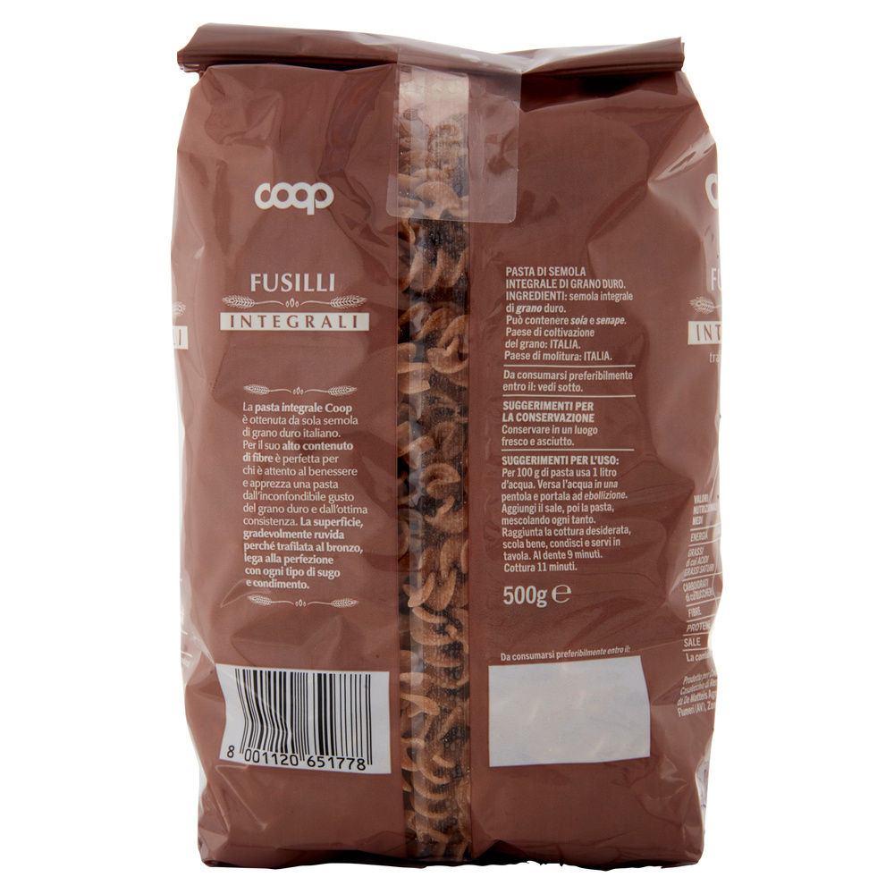 FUSILLI INTEGRALI COOP GRANO 100% ITA G500 - 5