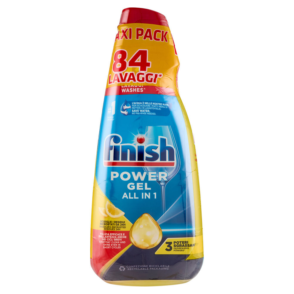 DETERSIVO PER LAVASTOVIGLIE FINISH POWERGEL MAX LIMONE ML 940X2 - 0