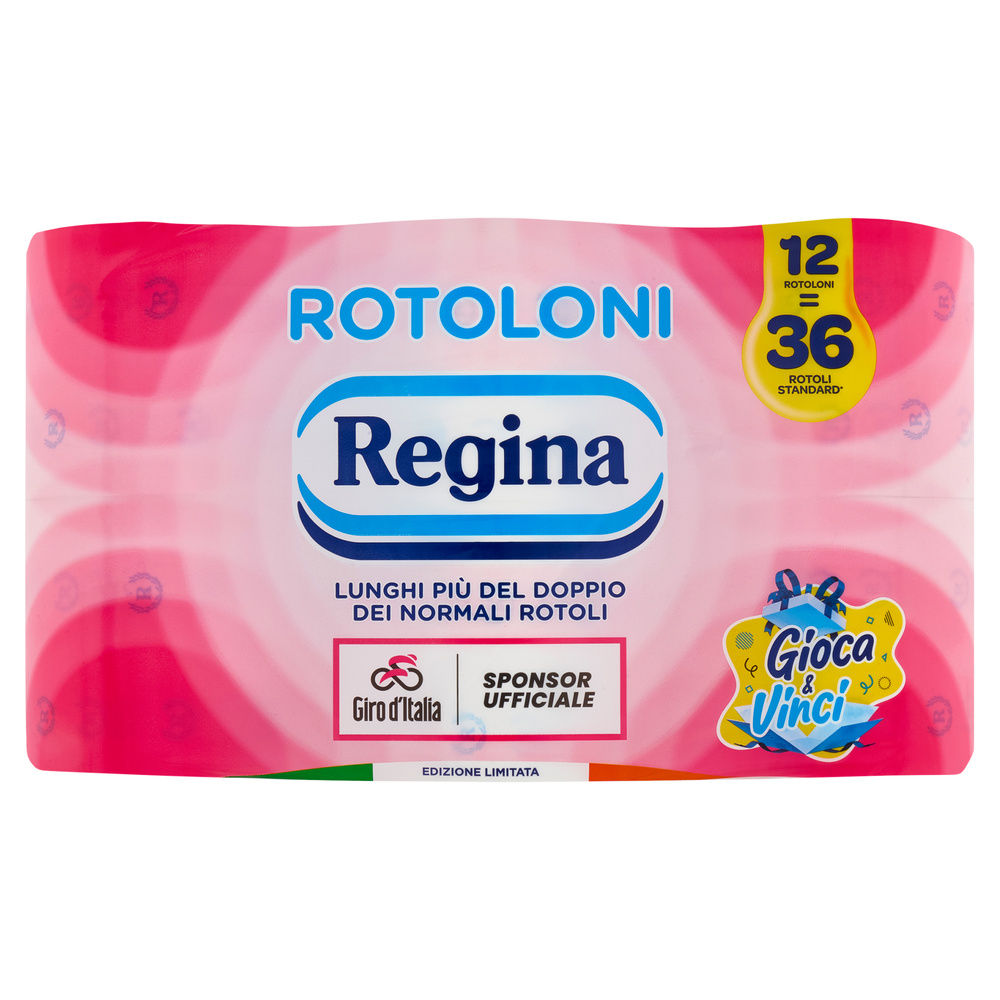CARTA IGIENICA ROTOLONI REGINA 2VELI STRAPPI 500 INCARTO ROTOLI PZ.12 - 0