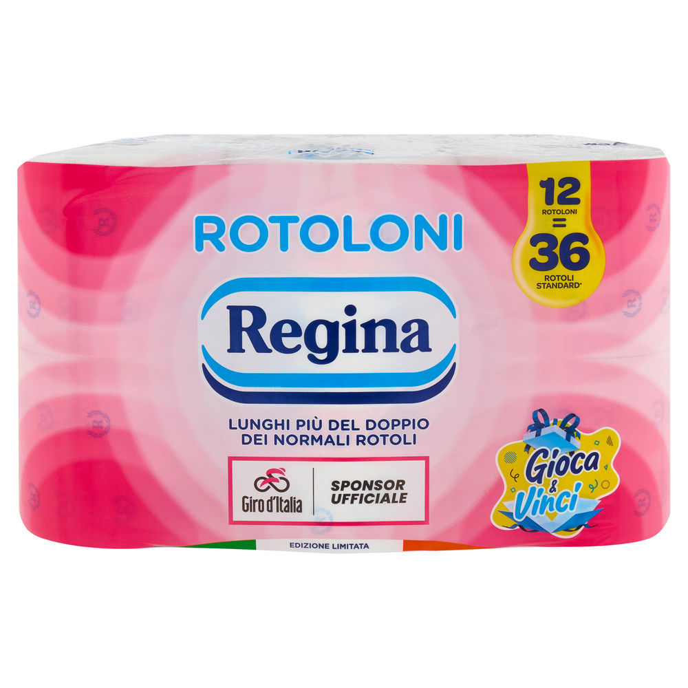 CARTA IGIENICA ROTOLONI REGINA 2VELI STRAPPI 500 INCARTO ROTOLI PZ.12 - 15