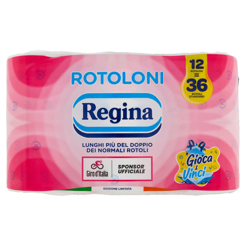 CARTA IGIENICA ROTOLONI REGINA 2VELI STRAPPI 500 INCARTO ROTOLI PZ.12 - 14