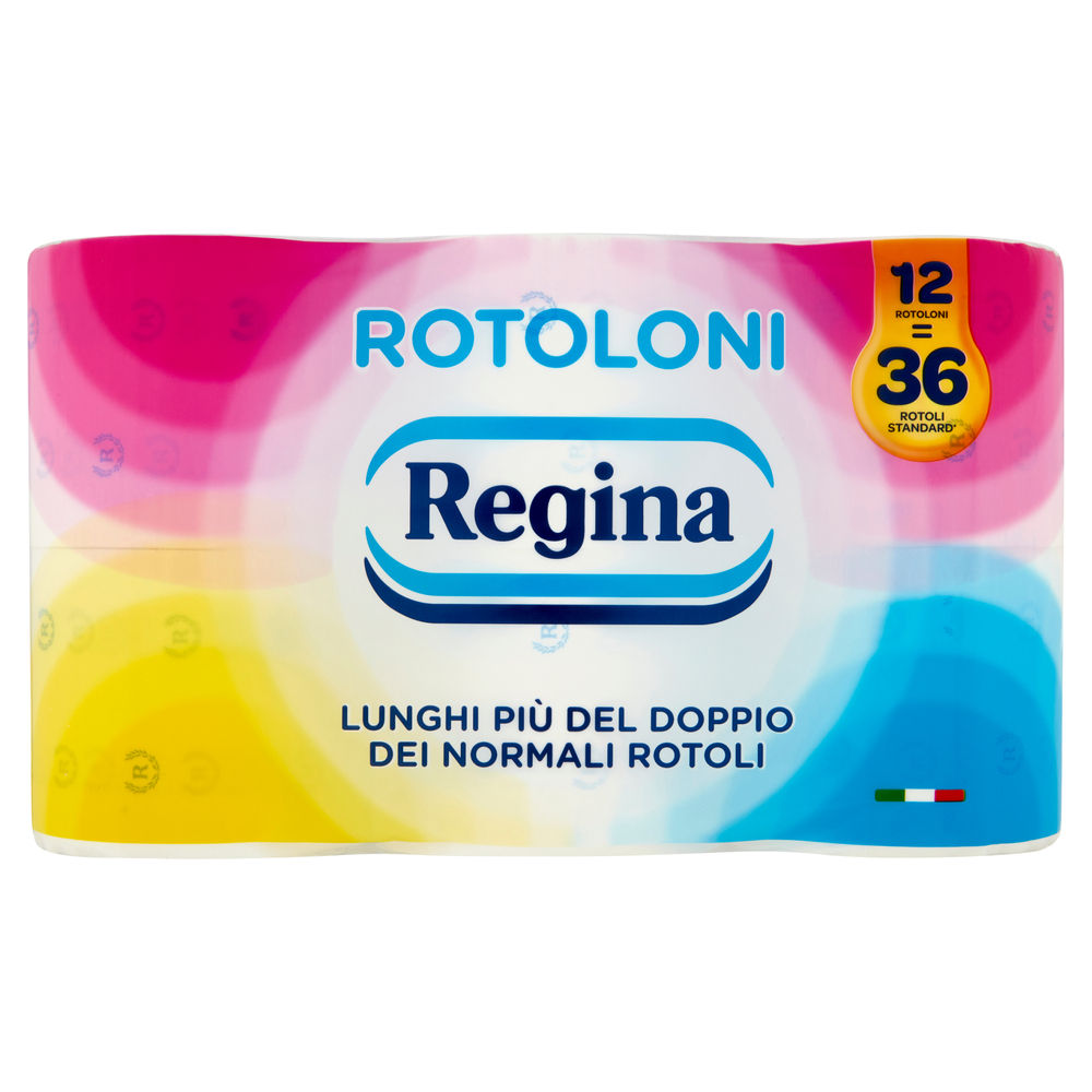 CARTA IGIENICA ROTOLONI REGINA 2VELI STRAPPI 500 INCARTO ROTOLI PZ.12 - 1