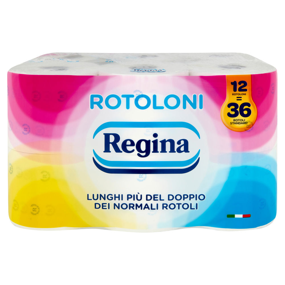 CARTA IGIENICA ROTOLONI REGINA 2VELI STRAPPI 500 INCARTO ROTOLI PZ.12 - 8