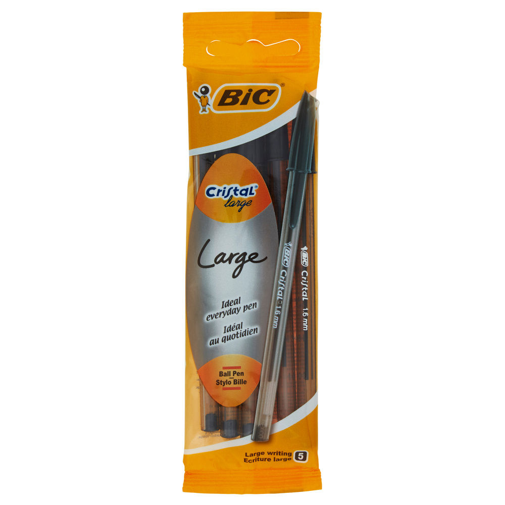 5 PENNE SFERA BIC CRISTAL 1.6 LARGE NERO - 0